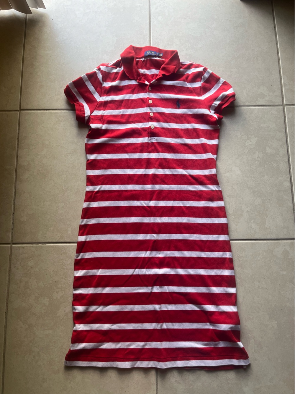 Ralph Lauren Red & White Striped Polo Top